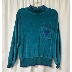 Vintage 80s 90s Liz Sport Velvet Velour Grunge Retro Womens Shirt Petite M